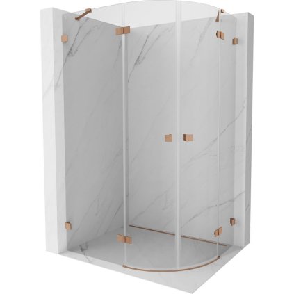 Mexen Lunar, půlkruhový sprchový kout naklápěcí doleva 80 x 70 cm, 8mm čiré sklo, profil měděná matná, 833-080L-070P-65-00