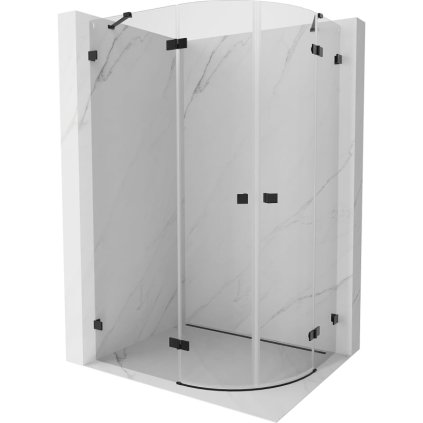 Mexen Lunar, půlkruhový sprchový kout naklápěcí doleva 90 x 80 cm, 8mm čiré sklo, černý profil, 833-090L-080P-70-00