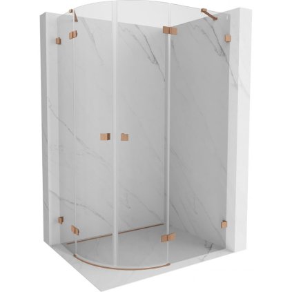 Mexen Lunar, půlkruhový sprchový kout naklápěcí vpravo 80 x 70 cm, 8mm čiré sklo, profil měděná matná, 833-080P-070L-65-00