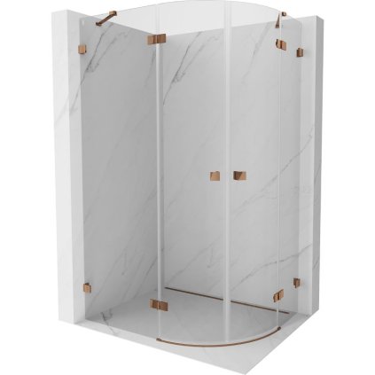 Mexen Lunar, půlkruhový sprchový kout výklopný doleva 80 x 70 cm, 8mm čiré sklo, profil růžové zlato, 833-080L-070P-60-00