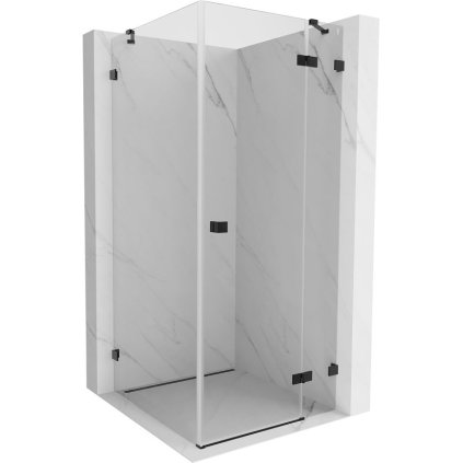 Mexen Lunar, pravostranný výklopný sprchový kout 90 x 90 cm, 8mm čiré sklo, černý profil, 834-090-090-70-00-P