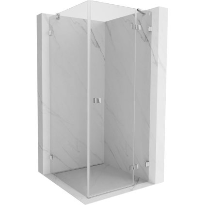 Mexen Lunar, pravostranný výklopný sprchový kout 90 x 90 cm, 8mm čiré sklo, chromový profil, 834-090-090-01-00-P