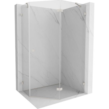 Mexen Lunar, pravý výklopný pětiúhelníkový sprchový kout 100 x 80 cm, 8mm čiré sklo, ocelový profil, 831-100P-080L-97-00-P
