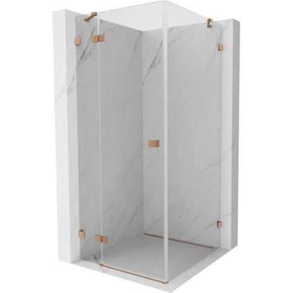 Mexen Lunar, výklopný sprchový kout levý 70 x 70 cm, 8mm čiré sklo, profil měděná matná, 834-070-070-65-00-L