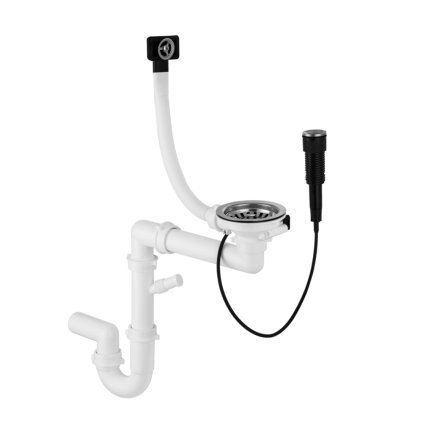 Gamma, 1-komorový automatický sifon pro granitové dřezy, systém PUSH UP, chromová, GMA-1AP11CH