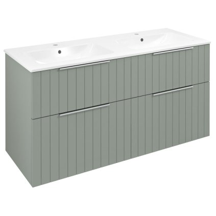 Sapho, CIRASA umyvadlová skříňka s dvojitým umyvadlem 121x66x46cm, verde strip, CR121-4444S-21