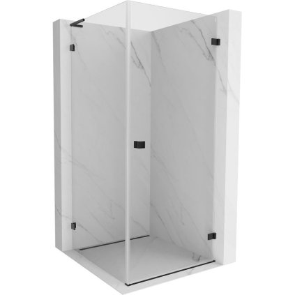 Mexen Lunar-B L pravý výklopný sprchový kout 80 x 80 cm, čiré sklo, černá matná, 832L-080-080-70-00-P