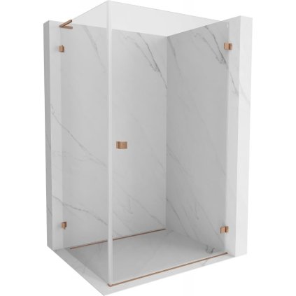 Mexen Lunar-B L pravý výklopný sprchový kout 95 x 70 cm, čiré sklo, měděná matná, 832L-095-070-65-00-P