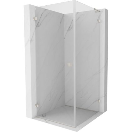 Mexen Lunar-B L sklápěcí sprchový kout levý 80 x 80 cm, čiré sklo, broušená ocel, 832L-080-080-97-00-L
