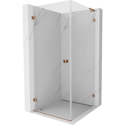 Mexen Lunar-B L výklopný sprchový kout levý 70 x 70 cm, čiré sklo, růžové zlato, 832L-070-070-60-00-L
