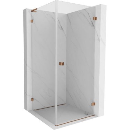 Mexen Lunar-B L výklopný sprchový kout pravý 70 x 70 cm, čiré sklo, růžové zlato, 832L-070-070-60-00-P