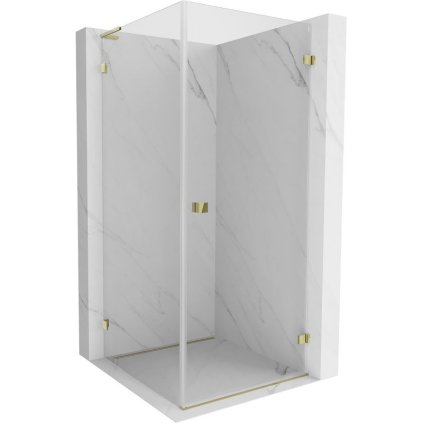 Mexen Lunar-B L výklopný sprchový kout pravý 70 x 70 cm, čiré sklo, zlatá lesklá, 832L-070-070-50-00-P