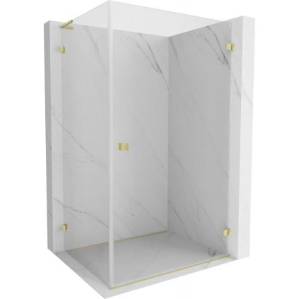Mexen Lunar-B L výklopný sprchový kout pravý 90 x 80 cm, čiré sklo, zlatá matná, 832L-090-080-55-00-P