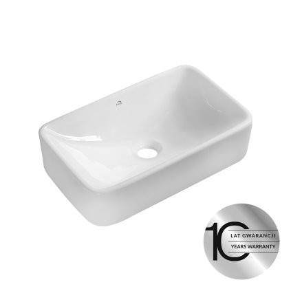 Laveo Kvadrato, umyvadlo na desku 485x295x125 mm, bílá lesklá, LAV-VUK_6249
