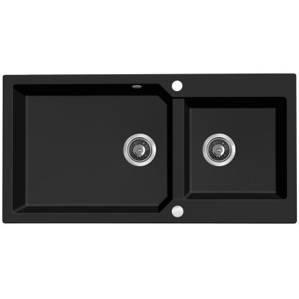 589351 laveo milos 2 komorovy granitovy drez 980x500x215 mm cierna lav spm b209