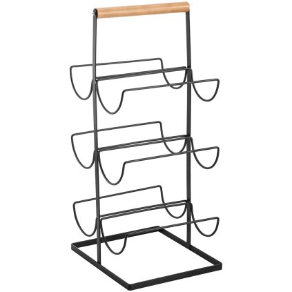 Laveo Oslo, stojan na láhve vína, 6ks, černá-hnědá, LAV-ELS_700A