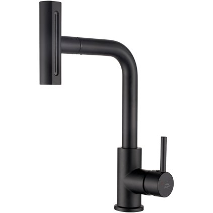 Laveo Rotaro, vysoká dřezová baterie s výsuvným 4-funkčním výtokem, černá matná, LAV-BLR_769D