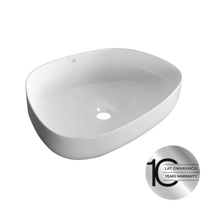 Laveo, asymetrické umyvadlo na desku 480x360x130 mm, bílá lesklá, LAV-VUA_6248