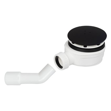 Laveo, nízký sifon pro sprchové vaničky o průměru 90mm, černá matná, LAV-OLS_775S