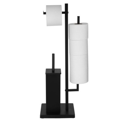 Erga Lasi, držák toaletního papíru s WC kartáčem a zásobníkem, černá matná, ERG-YKA-P.LASI-BLK