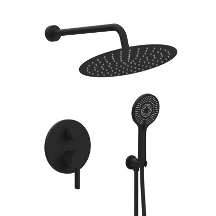 Sapho, ICONIC podomítková sprchová souprava s pákovou baterií, 2 výstupy, černá mat, AF042B-01