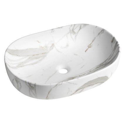 Sapho, CALEO keramické umyvadlo na desku 60x42cm, bianco carrara, CA590BC