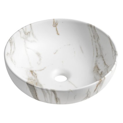 Sapho, RONDANE keramické umyvadlo na desku průměr 41cm, bianco carrara, AR435BC