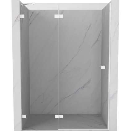 Mexen, Mexen Lunar levé otočné sprchové dveře 130 cm, transparentní, bílé - 834-130-000-20-00-L