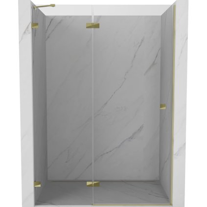 Mexen, Mexen Lunar levé otočné sprchové dveře 135 cm, transparentní, zlaté - 834-135-000-50-00-L