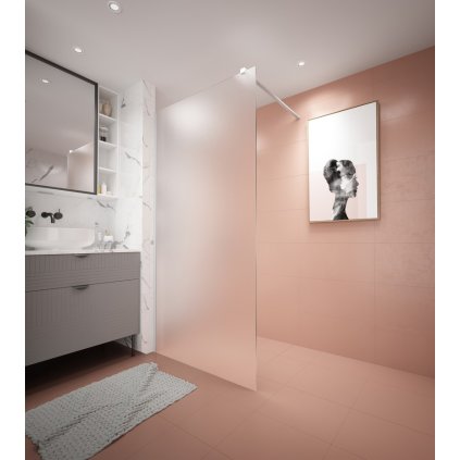 ErgaParisWalkInFrostedGlassWhiteMattProfile 1