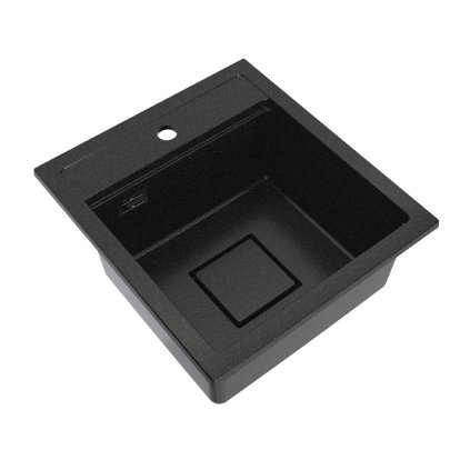 Gamma Quadro 4550, 1-komorový granitový dřez 450x495x220 mm, černá-zlatá, GMA-ZLE000222