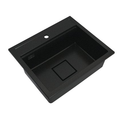 Gamma Quadro 5850, 1-komorový granitový dřez 580x495x220 mm, černá-zlatá, GMA-ZLE000232