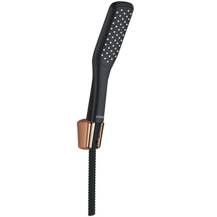 Kuchinox Alanis, ruční sprchová souprava s bodovým držákem na zeď, černá-růžové zlato, LAV-NQI_80AD