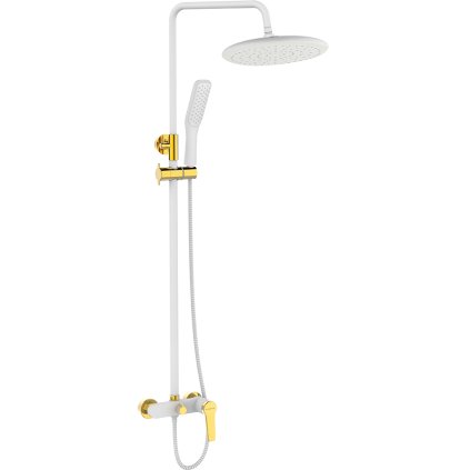 Kuchinox Alanis, sprchová souprava s ruční a hlavovou sprchou, bílá-zlatá lesklá, LAV-PQI_W0OB
