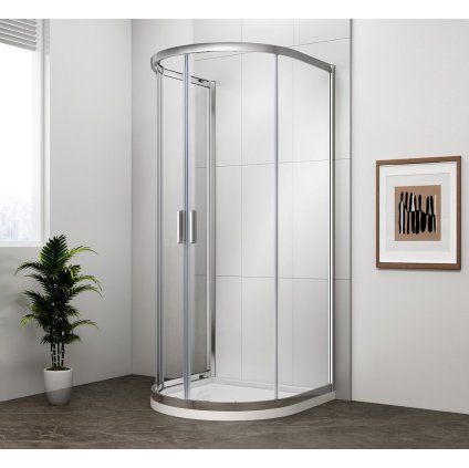 Polysan, EASY polokruhová sprchová zástěna 900x900mm, čiré sklo, EL4615