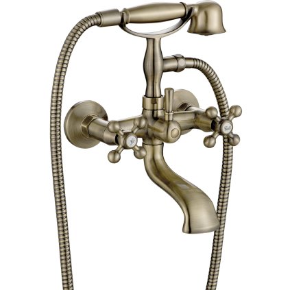 Kuchinox Stillo, nástěnná vanová baterie s ruční sprchovou soupravou, mosazná, LAV-BKI_511D