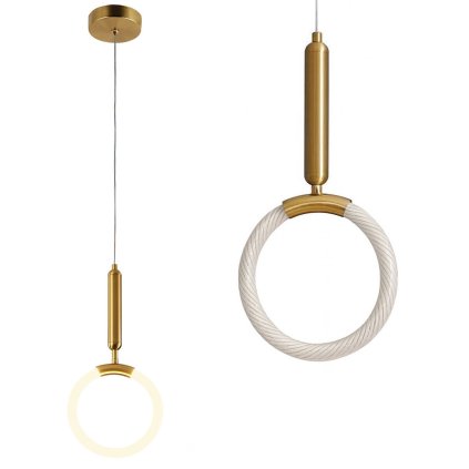 Toolight, LED závěsné svítidlo 20x40cm, 12W, 3000K, LHJ058-CP1, zlatá matná, OSW-50028