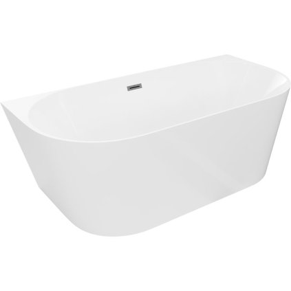 Mexen Oval Slim, volně stojící vana ke stěně 170 x 80 cm, bílá lesklá, grafitová přepad, 52661708000-66