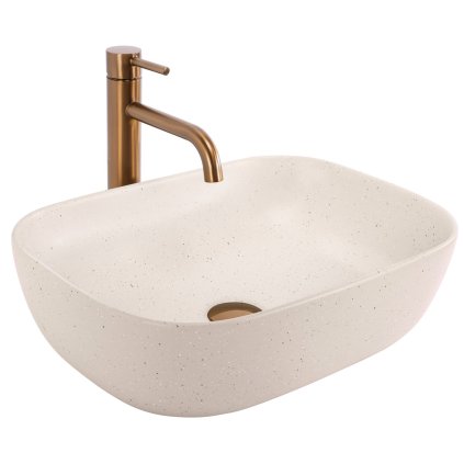 Rea Belinda Sandy, umyvadlo na desku 465x300x135 mm, imitace kamene-béžová, REA-U4000