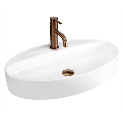 Rea Nastazja, umyvadlo na desku 610x375x105 mm, bílá lesklá, REA-U6359