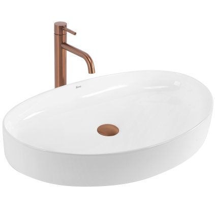 Rea Sabina 65, umyvadlo na desku 655x405x120 mm, bílá lesklá, REA-U6363