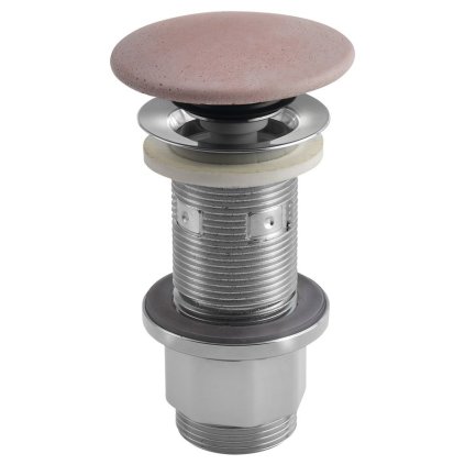 Sapho, Umyvadlová výpusť 5/4", click-clack, betonová zátka, 10-80mm, růžová mat, FG921