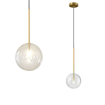 Toolight, skleněné kulové závěsné stropní svítidlo 20cm, APP1683-1CP, zlatá, OSW-04303