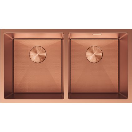 Mexen Binox, 2-komorový nerezový dřez 800 x 450 mm, broušená měď, vzor voština, 6421802000-65HC