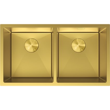 Mexen Binox, 2-komorový nerezový dřez 800 x 450 mm, broušená zlatá, 6421802000-55