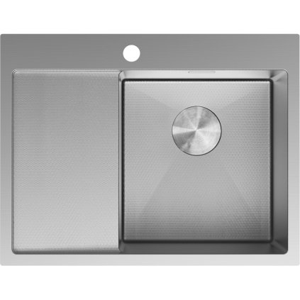 Mexen Exar, 1-komorový nerezový dřez s odkapávačem, pravý, 620 x 480 mm, broušená ocel, vzor voština, 6432621005P-01HC