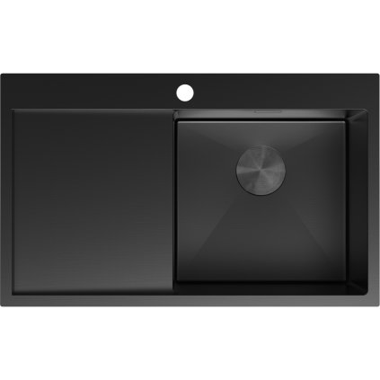 Mexen Exar, 1-komorový nerezový dřez s odkapávačem, pravý, 780 x 480 mm, černá, 6434781010P-70