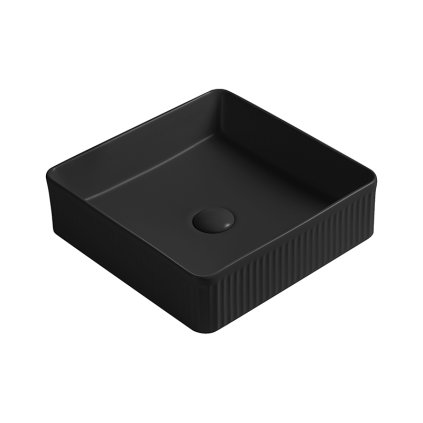 Mexen Grovo, rýhované umyvadlo na desku 37 × 37 cm, černá matná, 22303785