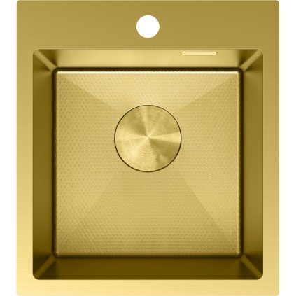 Mexen Solix, 1-komorový nerezový dřez 400 x 450 mm, broušená zlatá, vzor voština, 6401401000-55HC