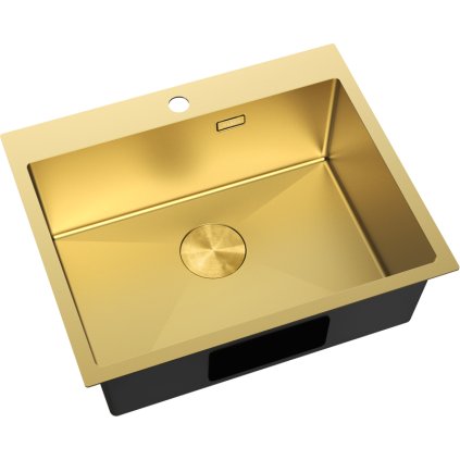 Mexen Solix, 1-komorový nerezový dřez 600 x 500 mm, broušená zlatá, 6408601000-55